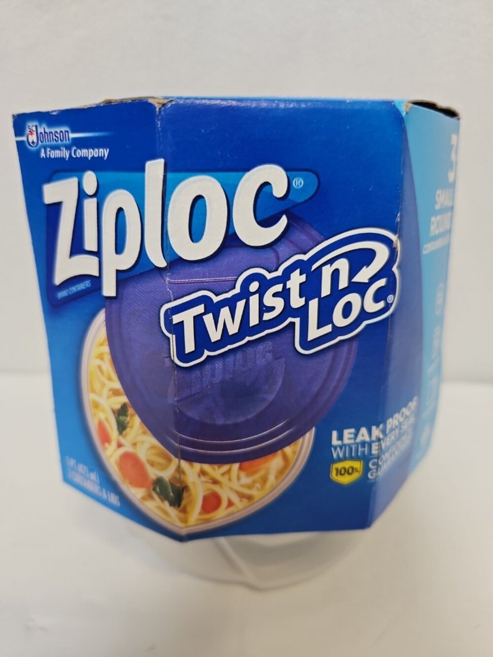 New 3 Pk Ziploc Twist n Loc Plastic Containers Lids 16 oz Small Round SC Johnson